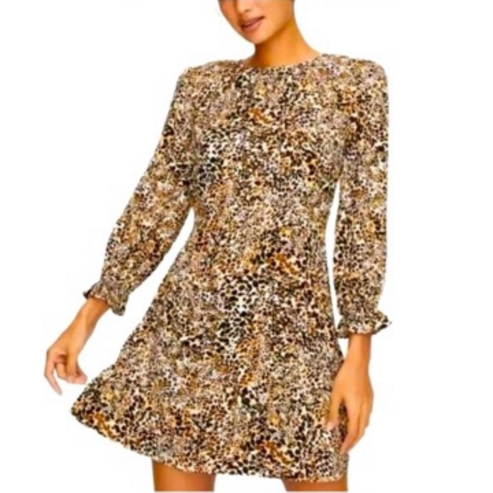 ARITZIA Wilfred Baroque Giselle Bison Animal
Print 3/4 Sleeve Mini Dress, tan - Picture 2 of 6